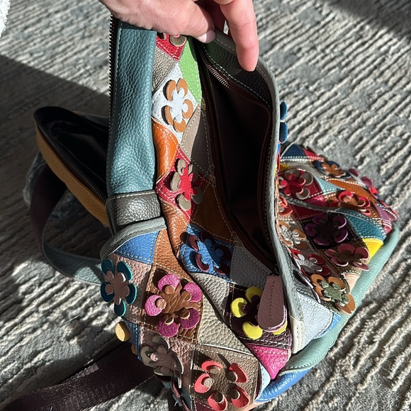 Multicolor 100% european leather flower backpack - Picture 4 of 6